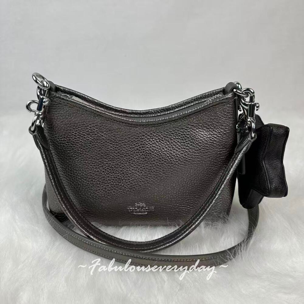 Coach Laurel Small Shoulder Bag Star Charm Leather/Metallic Graphite CCF16 NWT